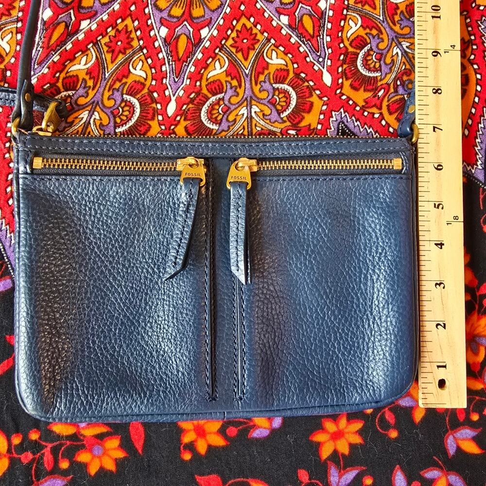 Fossil Blue Leather Cross-Body Bag - Picture 10 of 10